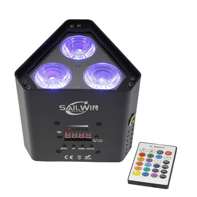 Дешевый мини-3X18W телефонный контроль приложение WIFI RGBAW УФ аккумуляторное заряжаемое светодиодное прожекторное освещение DJ Smart Par Light для рождественских праздников.