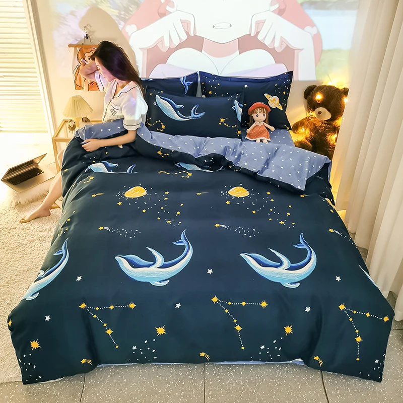 

Unique Design Microfiber Bedding Set 4 In 1,1 Duvet Cover ,2 Pillow Shams And 1 Bed Sheet Queen,Twin, Full Size