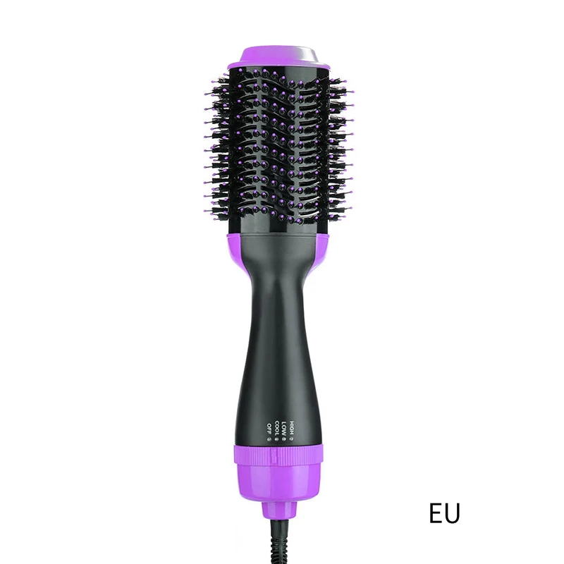 EU Purple Многофункциональный фен для волос, вращающаяся щетка для волос, ионная роликовая расческа для волос, выпрямители для волос, прибор для личной гигиены - Цвет: EU Purple