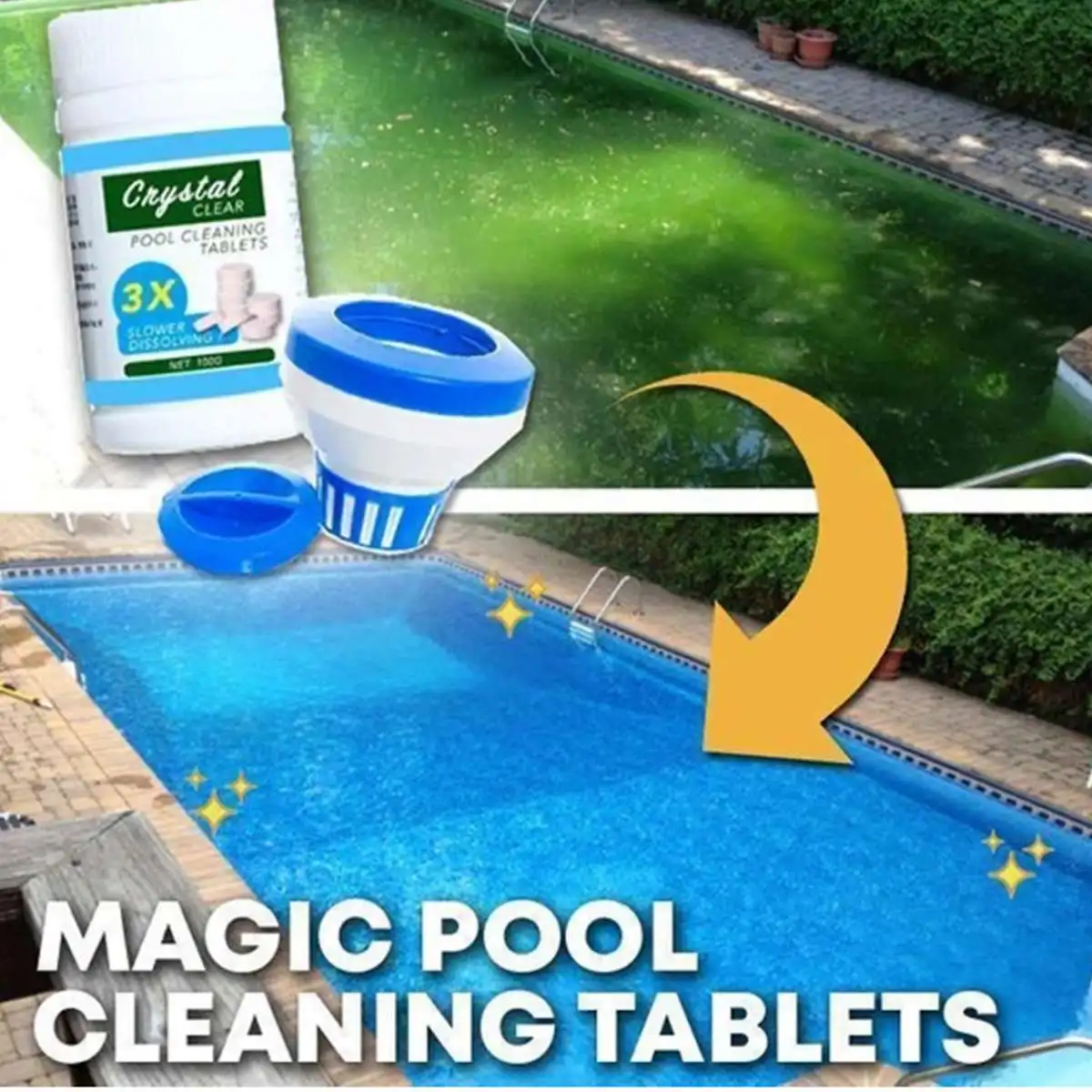100 г таблетки для чистки бассейна w дозировщик очищает воду дезинфицирует хлорные