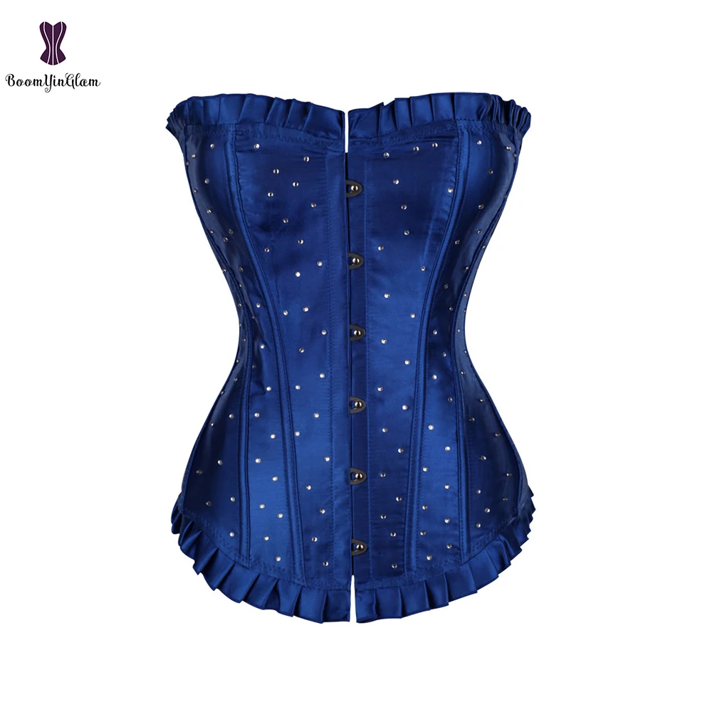 Стразы корсет Overbust корсеты кружевной атласная ткань размера плюс 6XL стиль готика