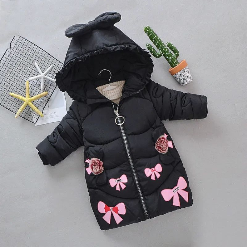 2019 г. модные зимние куртки для девочек детское теплое пальто плотная верхняя одежда малышей Одежда с принтом