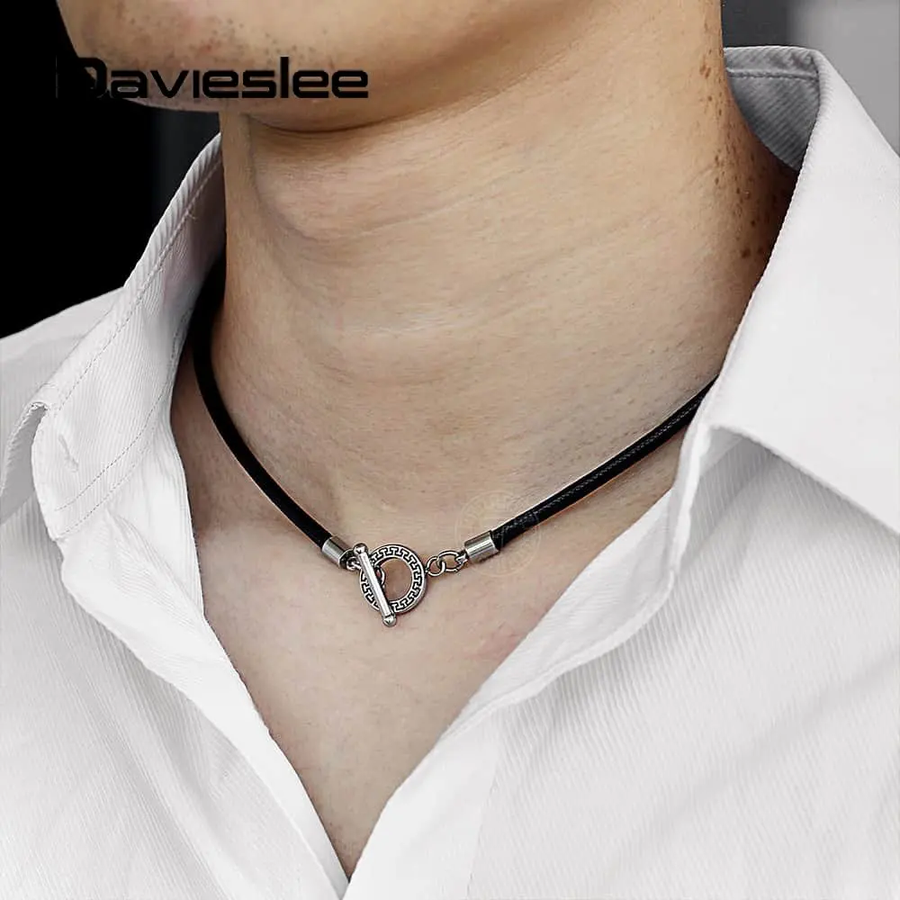 Мужское ожерелье из плетеной веревки Уникальная Застежка тогл простое черное