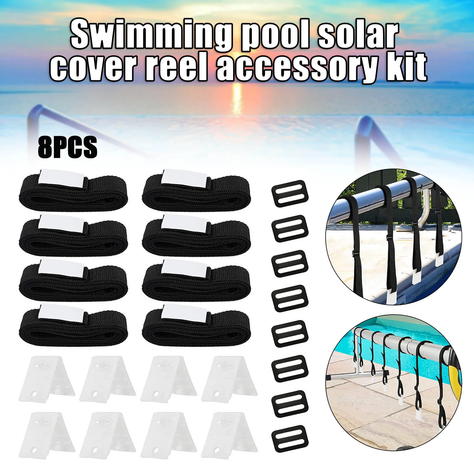 

Pool Solar Cover Reel Attachment Kit Universal Durable Accessories for In-Ground Swimming Pool Easy To Install EF