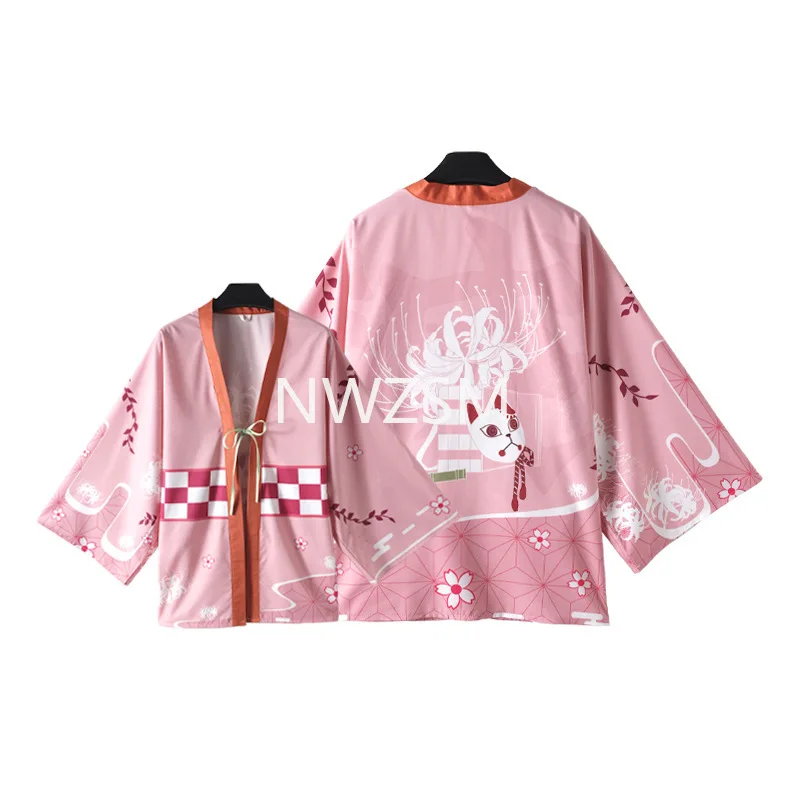 

Demon Slayer anime surrounding feather weave kimono coat Kamado Tanjirou suit bathrobe quadratic element Cape pajamas