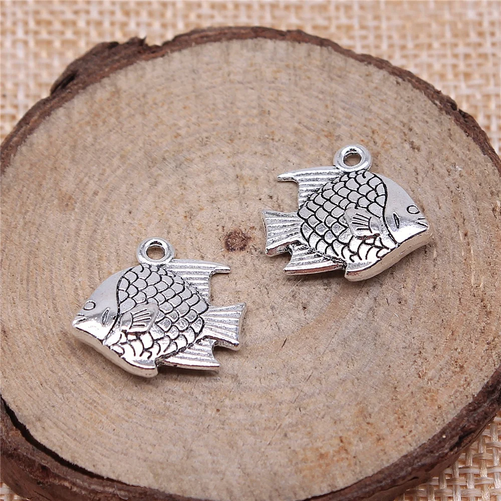 

Подвески в виде золотой рыбки, 8 шт., 17x16 мм, для изготовления ювелирных изделий, подвеска с античным посеребренным покрытием, Золотая рыбка, О...