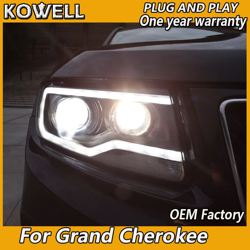 

Автомобильный Стайлинг KOWELL для Jeep Grand Cherokee 2011-2015, светодиодная фара, ксеноновая HID передняя фара для Grand Cherokee, светодиодная фара DRL