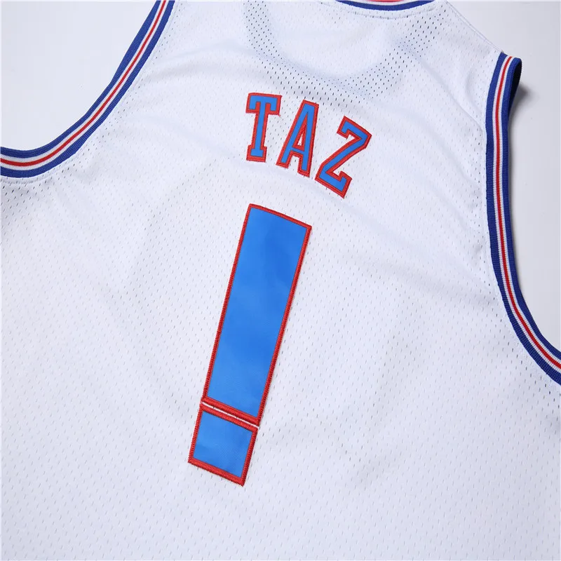 Джерси Space Jam TAZ! Кинофильмы Мелодия отряд Банни Баскетбол Спорт воздух Slam Dunk