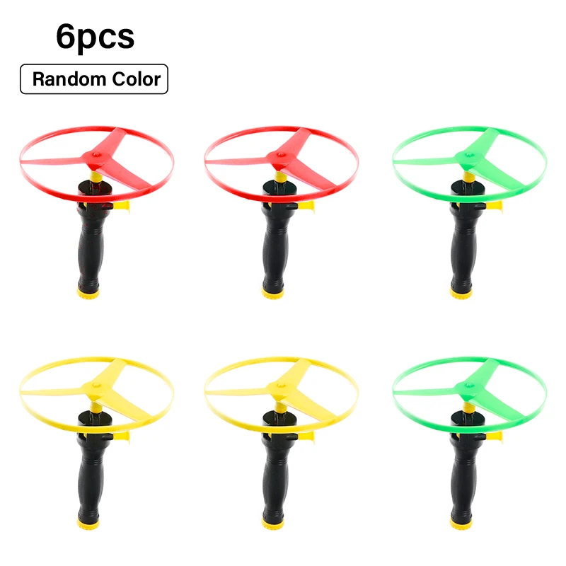 

6pcs Flying Disc propeller Toys Kids Helicopter Pull String Flying Saucers Dog Pet Chaser Training Supplies