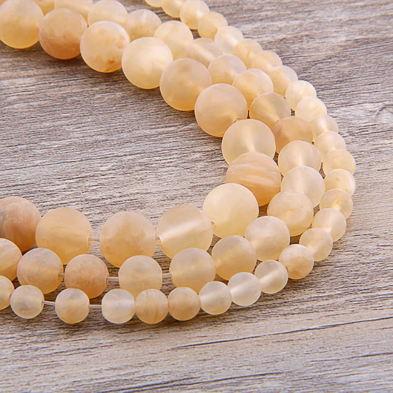 Yellow Matte Watermelon Tourmaline Beads Frost Round Stone beads Loose Spacer For Jewelry Making 6 8 10 12MM Bracelet 15'' |