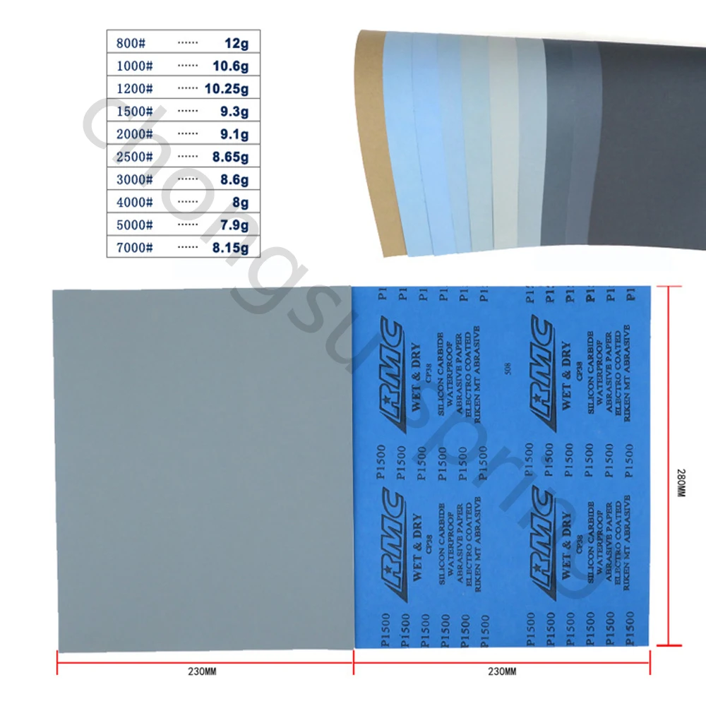 230x280 мм листы сухой и влажной наждачной бумаги карбид кремния абразивной 400 7000