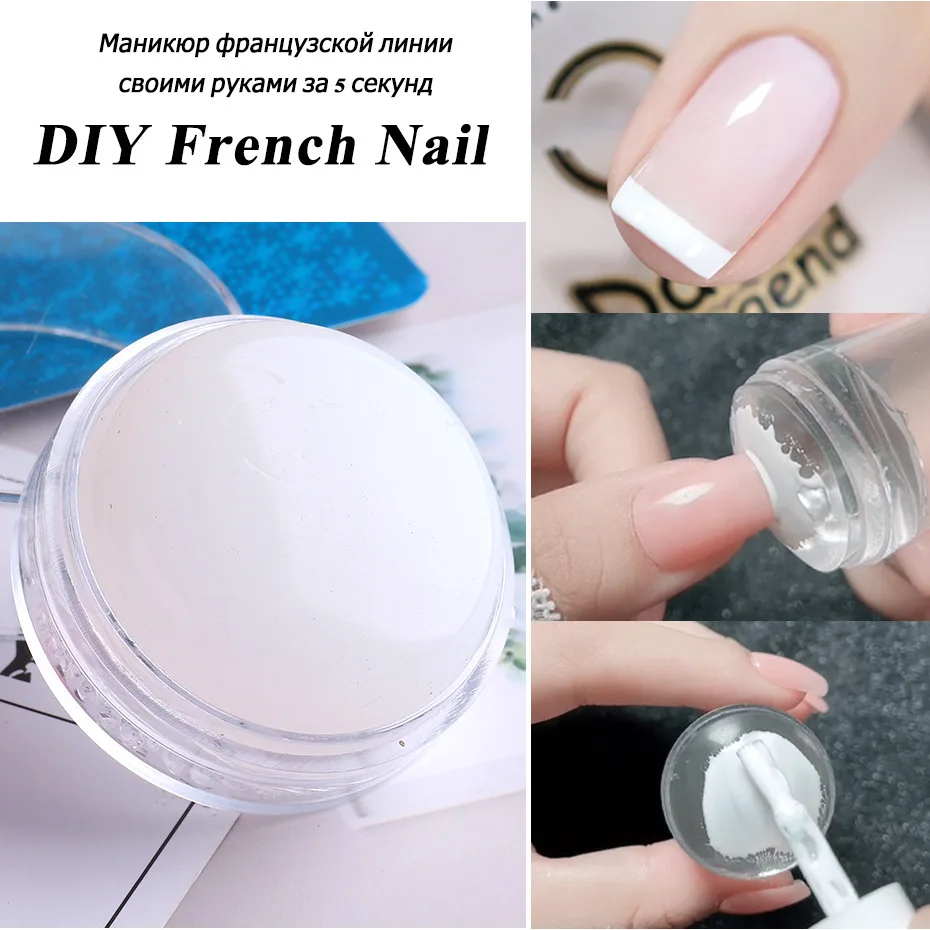 

Stamp For French Nails Soft Silicone Nail Stamp With Cap Clear French Molds Tips Stencils Plates Painting Manicure Tools