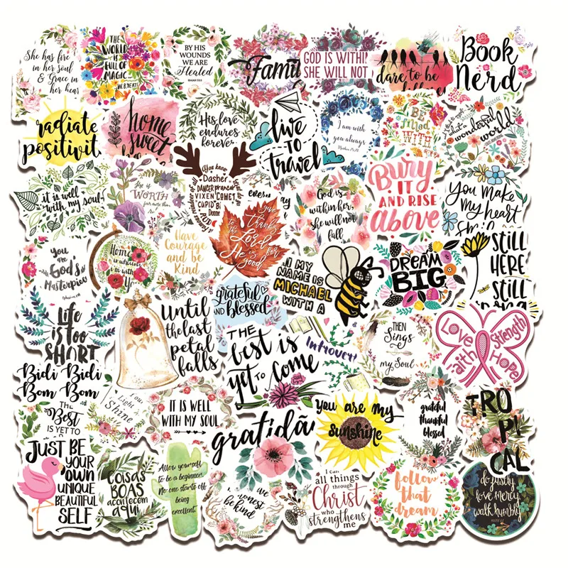 50 шт. вдохновляющие английские фразы виниловые водонепроницаемые наклейки для