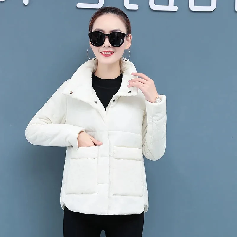 

Женская Стеганая куртка большого размера, зимняя утепленная Повседневная Дамская пуховая куртка, новинка 2021, однотонная Свободная Женская ...