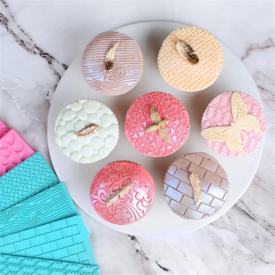

6pcs/Set Bark Brick Cake Border Decoration Mould For Baking Plastic Texture Fondant Mold Pastry Accessories Tools