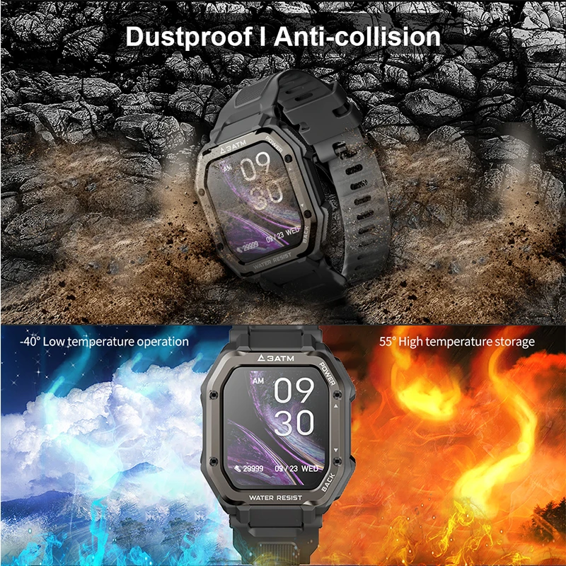 

High Quality 1.7 Inch 3ATM 30M Waterproof Sport Outdoor Smart Watch Fitness Tracker Swim diving watches Phone For android Ios