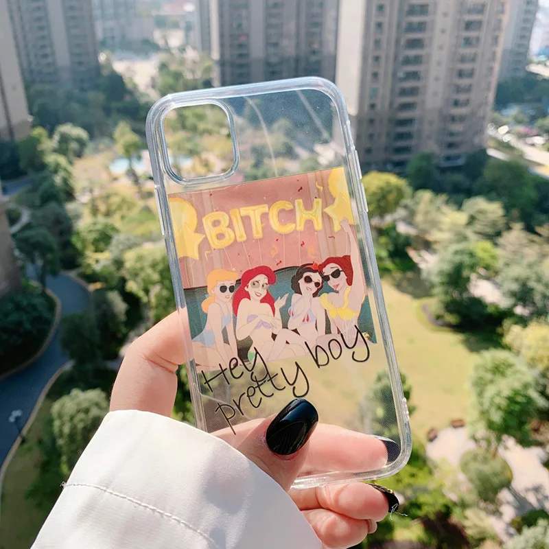 

Sale Transparent phone case is suitable for iPhone11 12Pro Max mini X XR XSMax 8 7PluS princess anti-drop protection back shell