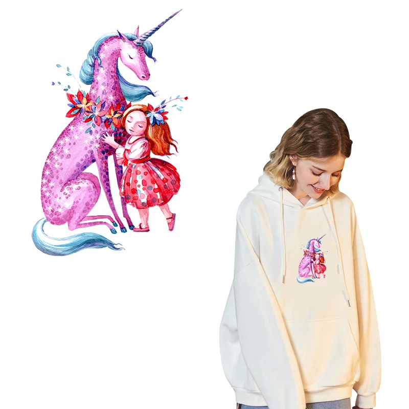 Нашивка Pegasus в полоску с единорогом Термотрансферная наклейка для одежды женская