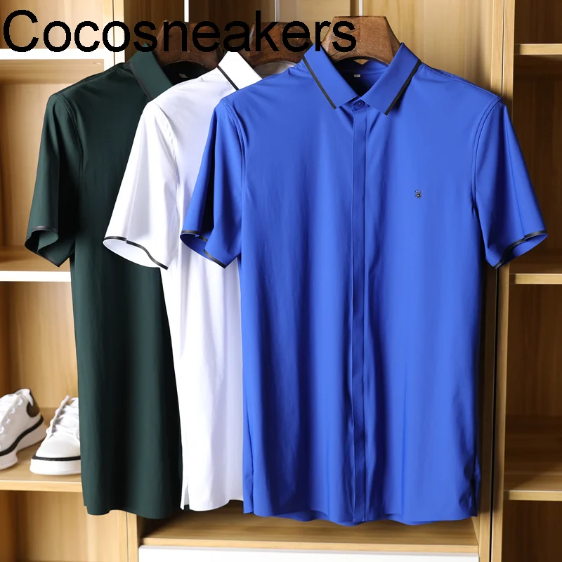 

И модная технология склеивания, новая летняя мужская деловая Повседневная Простая рубашка, тонкая и удобная