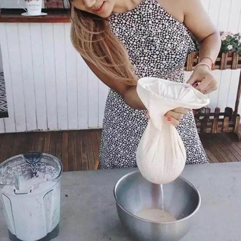 

Nut Milk Bag Commercial Grade Reusable Almond Milk Bag Strainer Fine Mesh Nylon Cheesecloth Cold Brew Coffee Filter 20X30cm