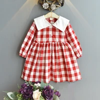 fall girls dresses 2021 spring autumn new long sleeved college style lapel plaid dress toddler girl clothes baby girl dress