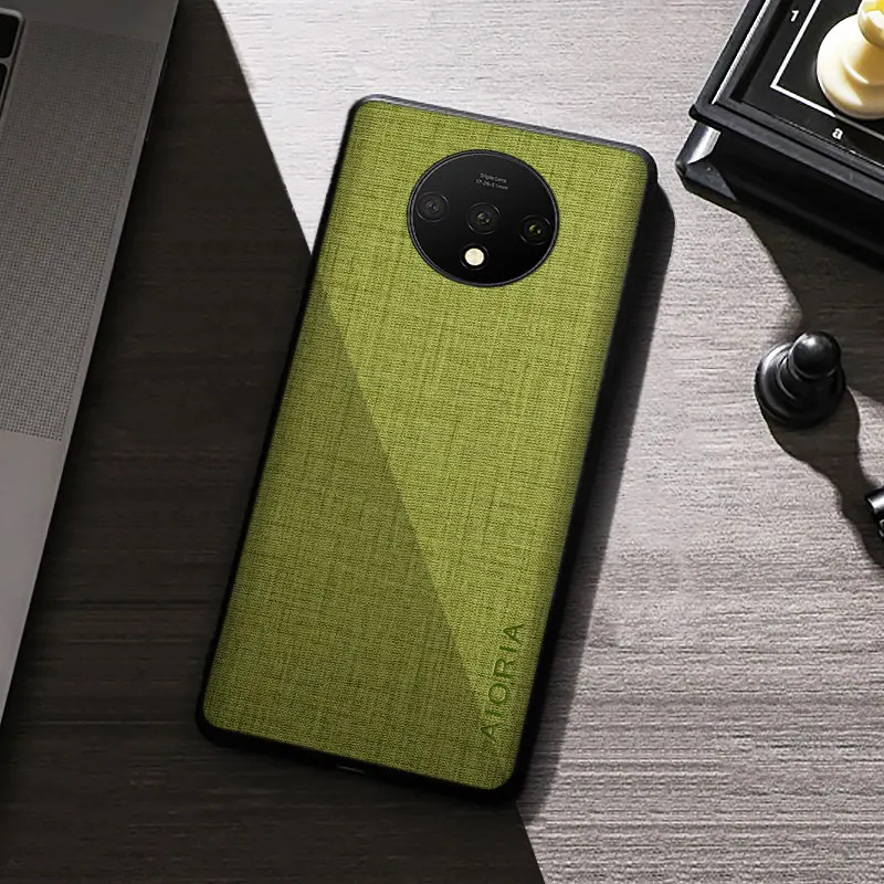 case for oneplus 7t cloth texture four corner explosion proof protective premium textile pu back cover for oneplus 7t phone case free global shipping