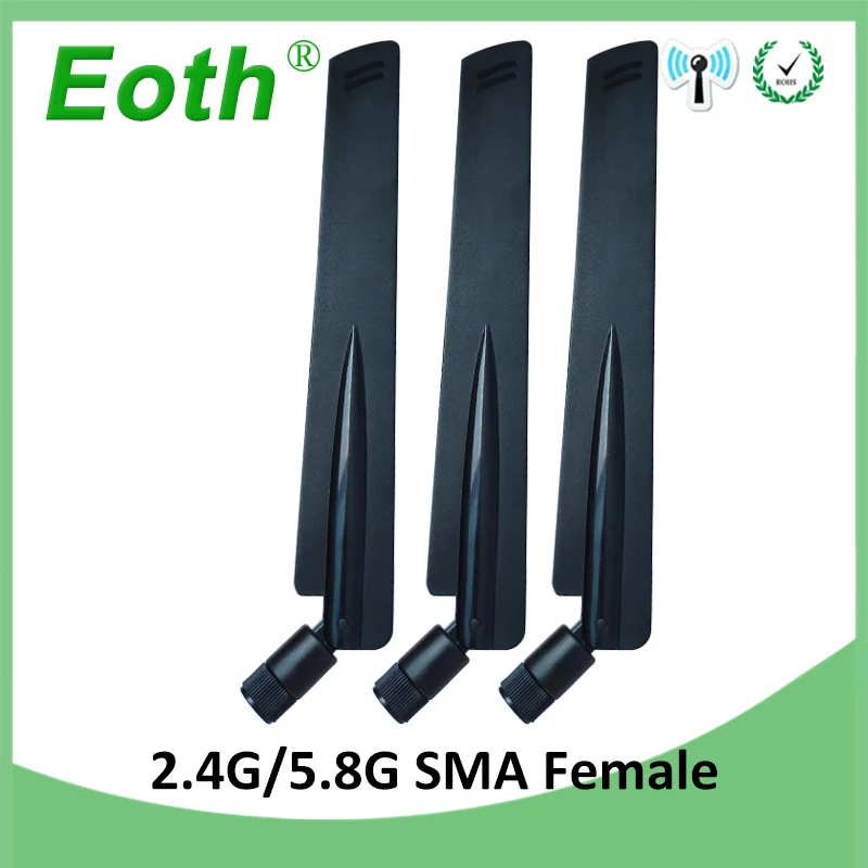 EOTH5pcs 2.4g 5.8g antenna 5dbi sma female wlan wifi dual band antene iot module router tp link signal receiver antena high gain