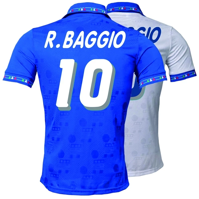 

ITALY 1994 RETRO SOCCER JERSEY HOME AND AWAY White Blue 10# R.BAGGIO FOOTBALL SHIRTS CAMISETA UNIFORMS IN STOCK