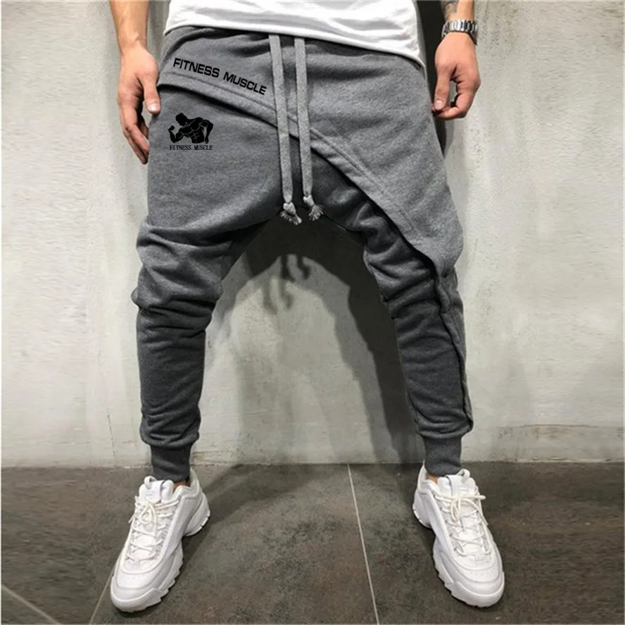 

muscle men pencil trouser Men Asymetric Layered Jogger Pants Hip Hop Streetwear Jogger Pants Casual Drawstring Close Bottom Pant