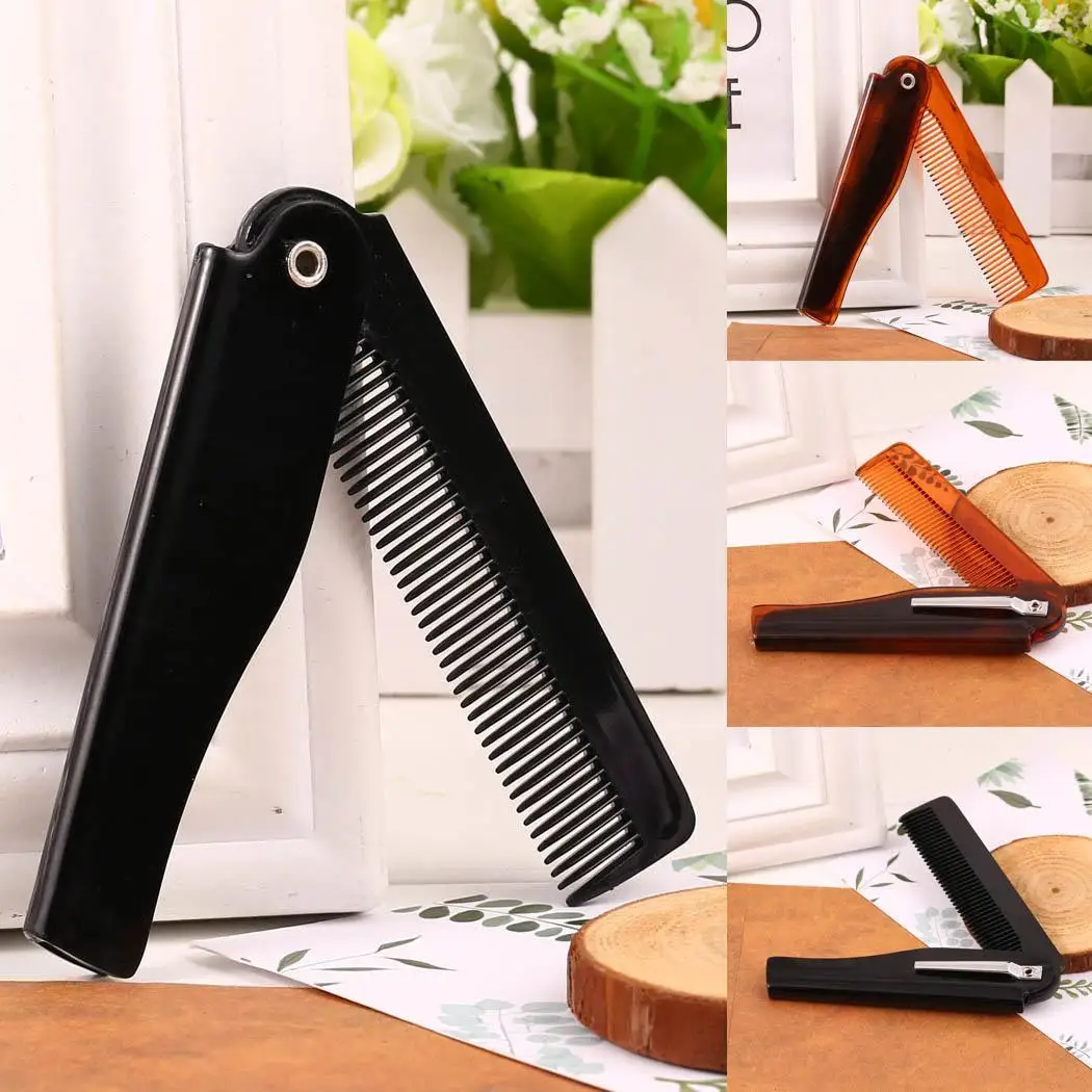 Унисекс портативный твердый Простой складной гребень с зажимом волос 15 дома и т.