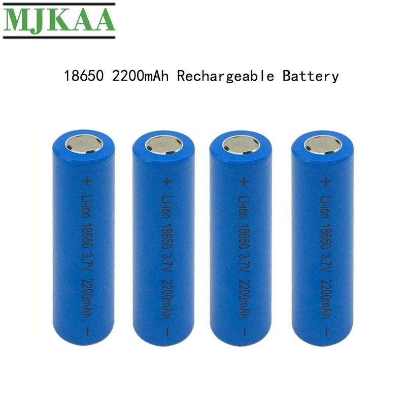 

MJKAA 4PCS 18650 2200mAh 3.7V Lithium Rechargeable Battery Li-ion Batteries Flat Top for Flashlight