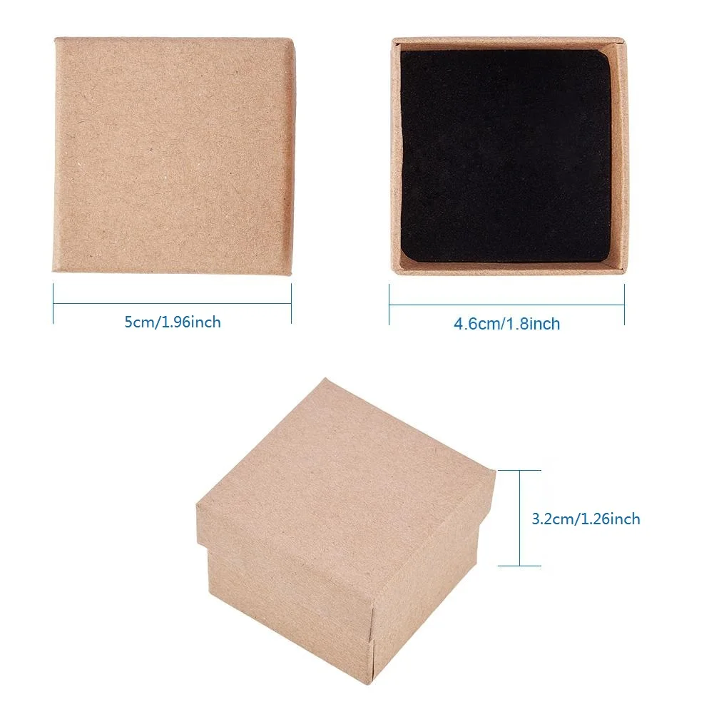 24Pcs Cardboard Jewelry Boxes Rectangle Square Gift Box with Sponge Inside for Packaging Ring Necklace