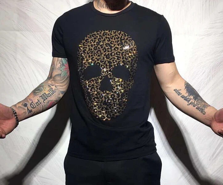 Tops Tees Diamond stone summer cotton O neck short sleeve t shirt men high quality | Мужская одежда