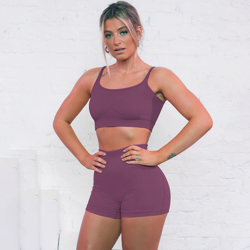 

Summer Women Seamless Yoga Set Sports Bra Push Up Shorts Fitness Sets Gym Shorts Running Sportswear Workout Clothes Sports Suits
