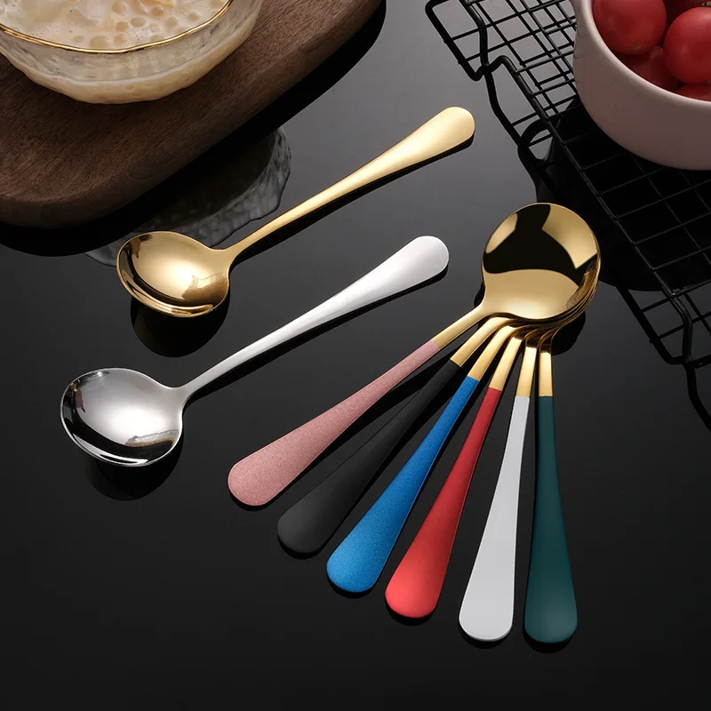 

17.2cm*4.6cm Stainless Steel Coffee Spoons Round Head Home Tea Ice Cream Dessert Spoon Dinner Tableware Kitchen Accessories