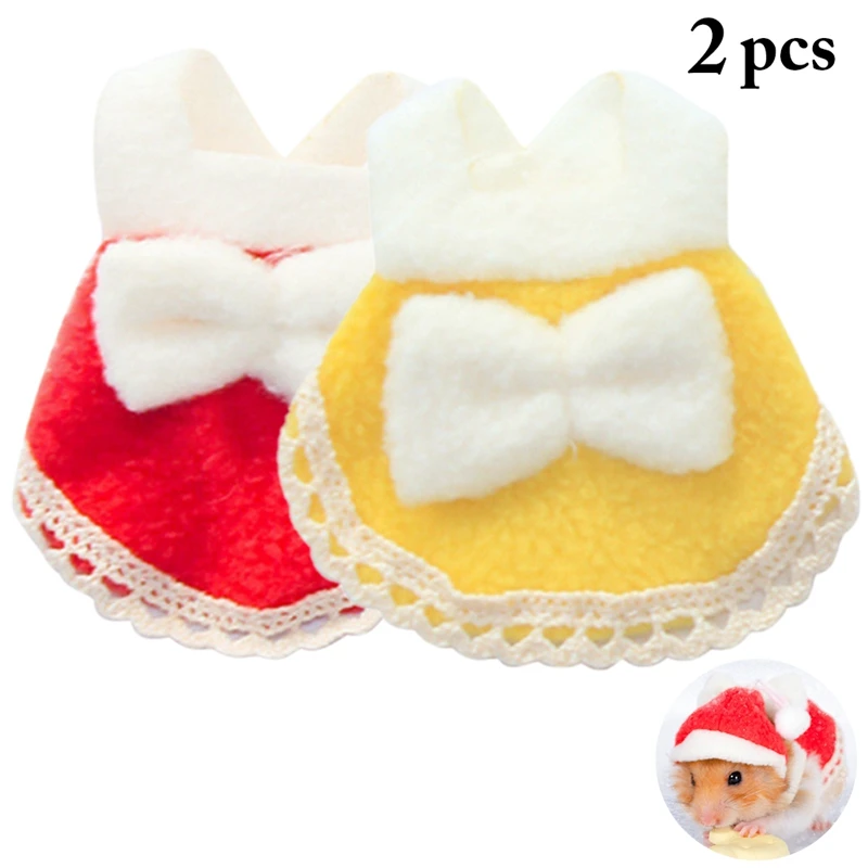 2PCS Hamster Dress Small Animal Clothes Cotton Skin Friendly Guinea Pig Clothes Squirrel Chinchilla Supplies Hamster Accessories