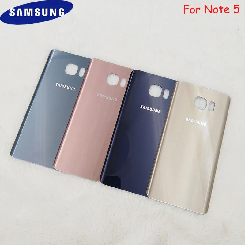 

Оригинальная задняя крышка батарейного отсека Samsung Galaxy Note5 Note 5, сменный защитный чехол, запасные части и клейкая наклейка