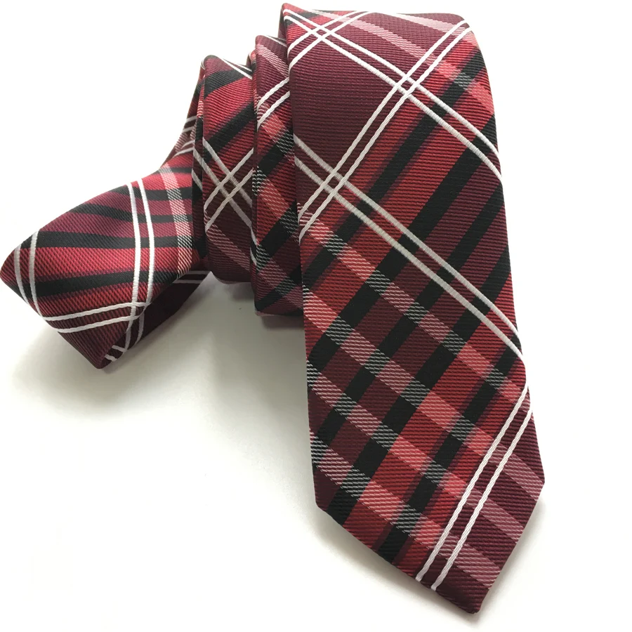 Мужской галстук из искусственной ткани, красные галстуки в клетку, подходящие к рубашкам, 2023