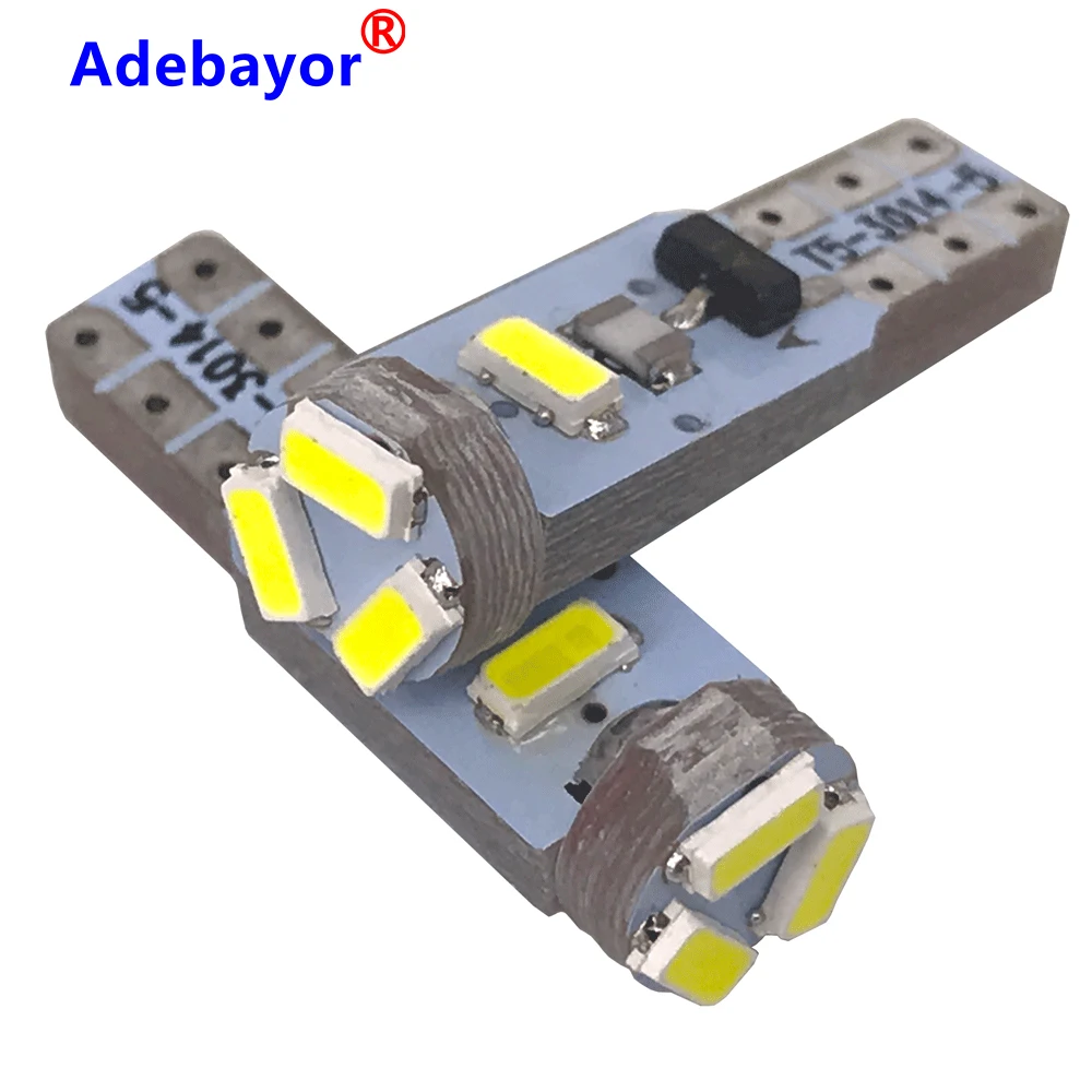 10 шт. автомобильные светодиодсветодиодный лампы T5 W1.2W 5 SMD 12 В постоянного тока 3014