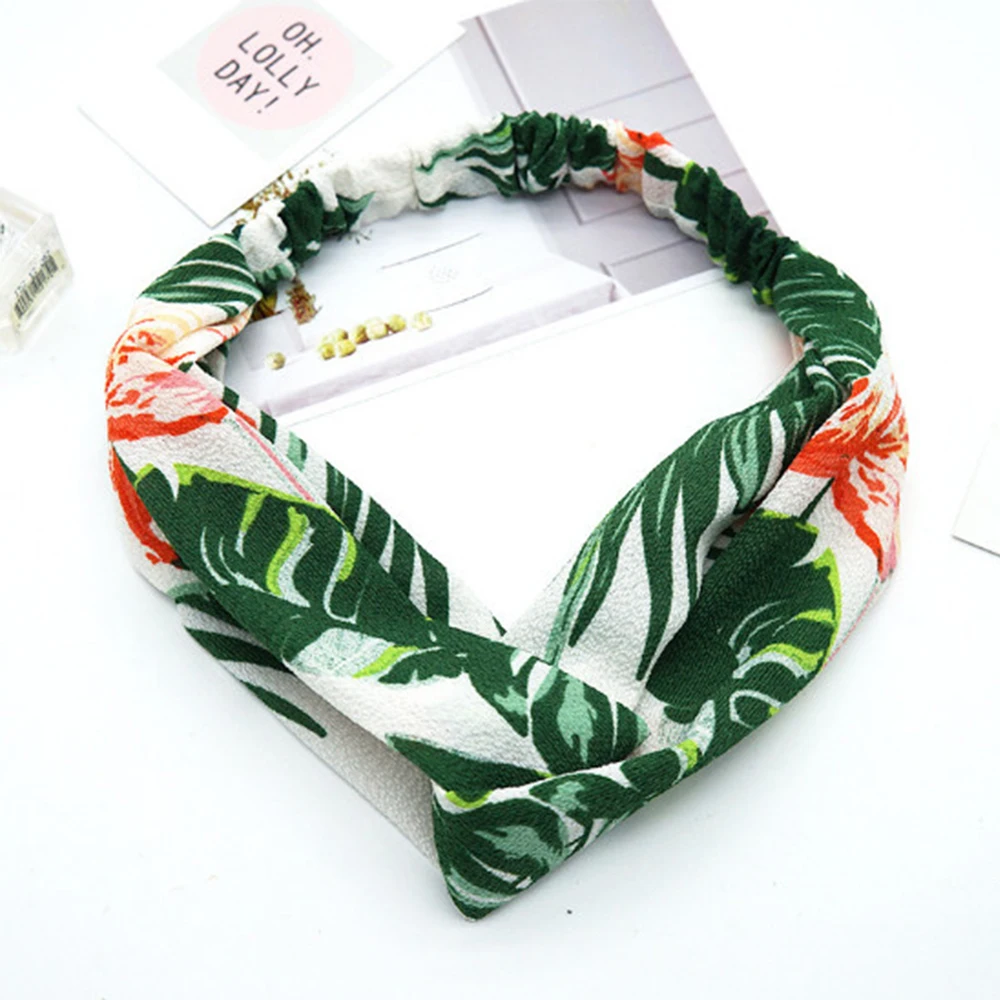 Женский винтажный тюрбан эластичная повязка на голову с тропическими растениями