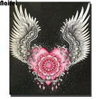 Алмазная картина с крыльями любви 5D сделай сам, рисунок сердца, вышивка крестиком, мозаика с абстрактными крыльями, алмазная вышивка, домашний декор