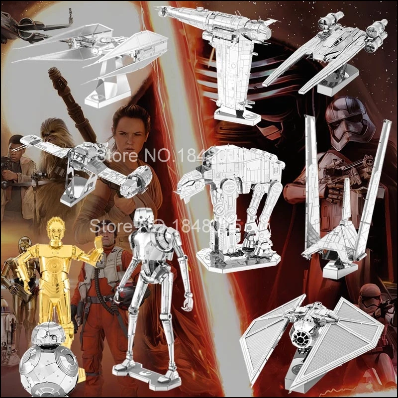 Звездные войны 3D металлический пазл R2D2 X Wing Millennium Fighter ATAT BB8 набор моделей DIY