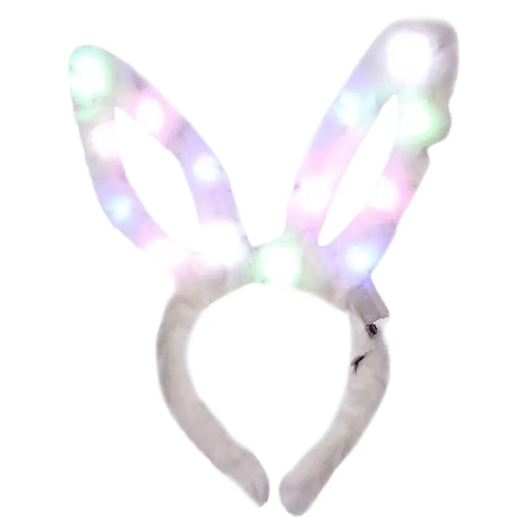 Светодиодный плюшевый аксессуар для волос женщин блестящий ободок с кроликом