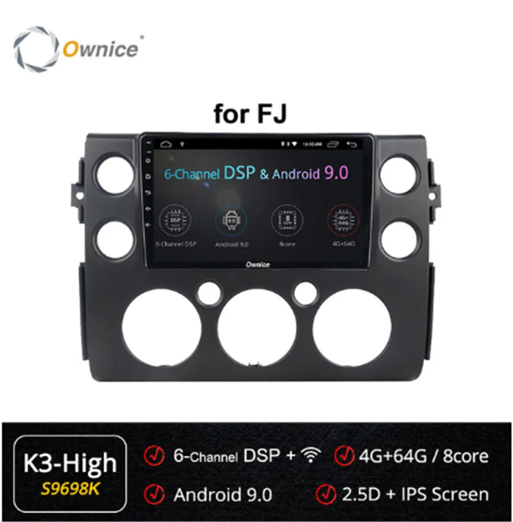 Ownice k3 Android 9 0 Восьмиядерный forToyota FJ Cruiser 2006 - 2013 Автомобильный плеер Navi GPS Радио 360