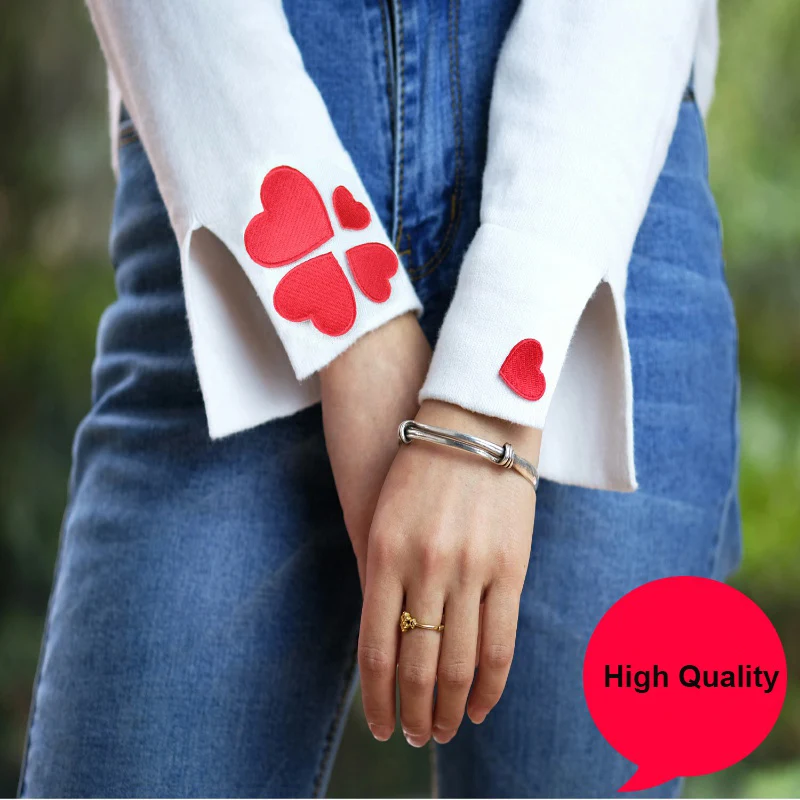 10PCS/lot Red Love Heart Embroidery Patch For Clothing Cute Motif Iron On Patches DIY Badge Garment Decoration | Дом и сад