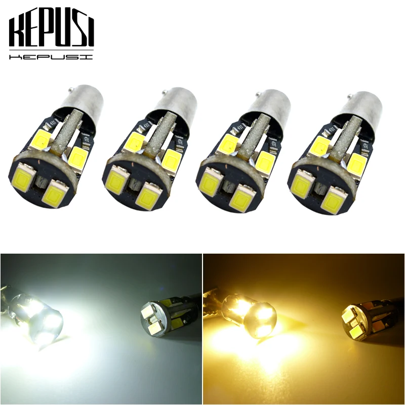 

4pcs T11 ba9s 5630 led canbus lamp Error Free T4W h6W LED interior Reading Lights Car Light Source White yellow amber