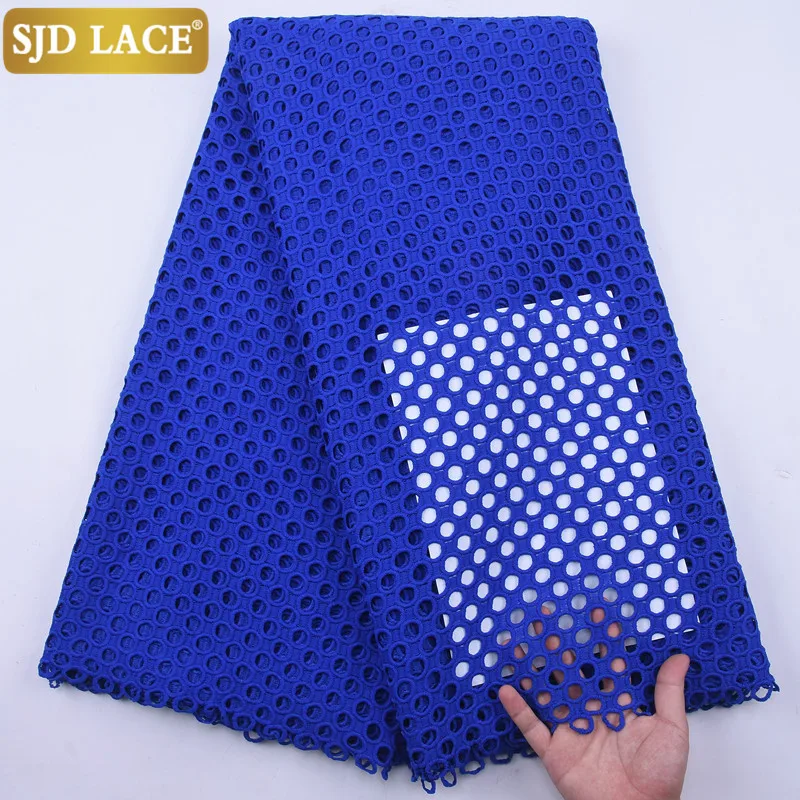 

SJD LACE Sky blue Guipure Soluble Cord Lace High Quality Water Soluble African Lace Fabric For Wedding Party Dress Sewing A2134