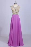 beaded crystal evening prom gown 2018 sexy illusion long lavender chiffon real vestido de festa mother of the bride dresses