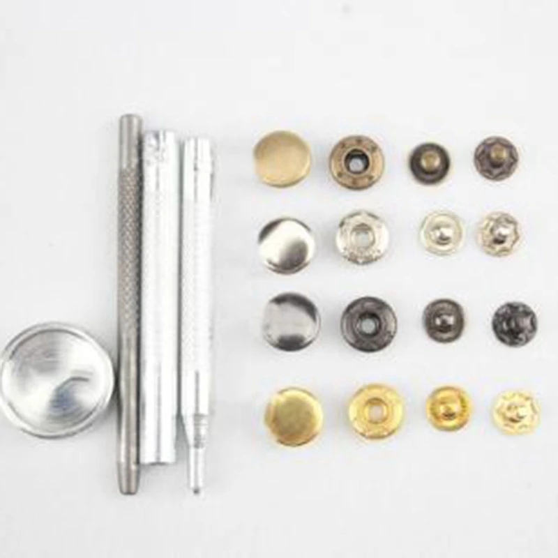 Button Sets Metal No Sewing Snap Press Stud Leather Craft Bag Coat Clothes Fastener Rivet Popper With Install Tool F | Дом и сад