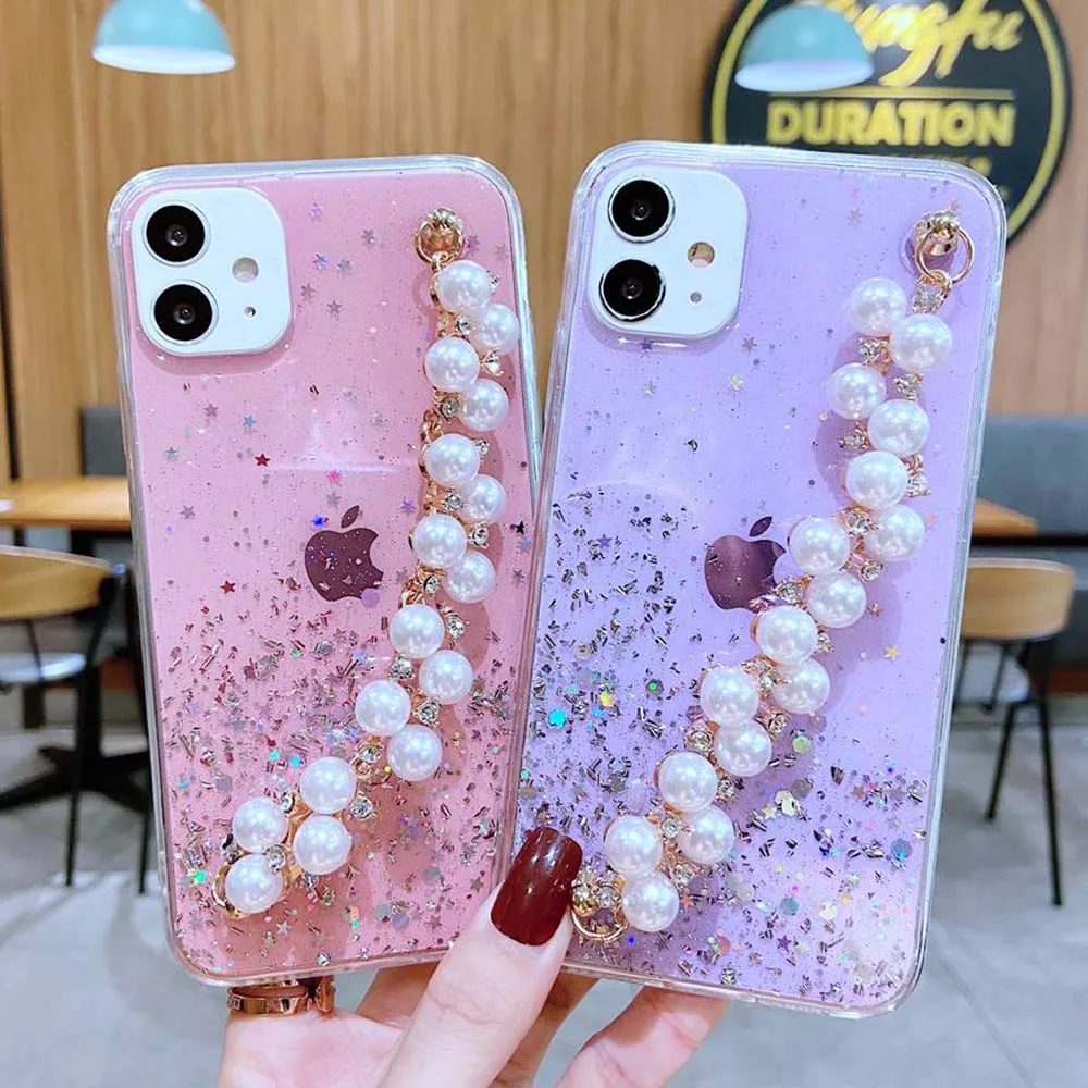 

Pearl Bracelet Phone Case For iPhone 11 12 13 Pro Max XS X XR 7 8 6 6s Plus Mini SE2020 Shockproof Phone Cover чехол на айфон